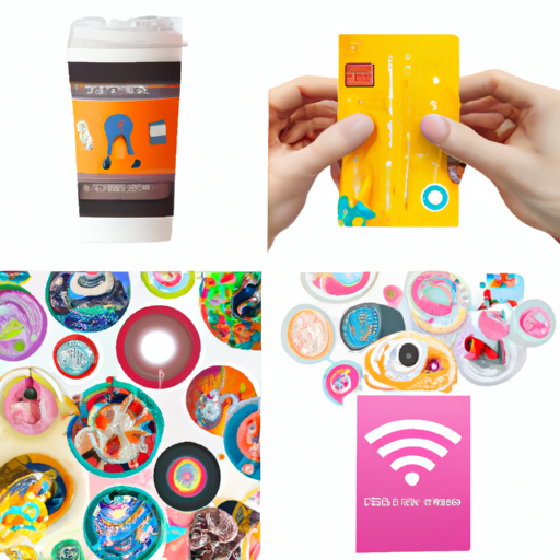 3. קולאז' של עסקים שונים המשתמשים במדבקות NFC בקמפיינים הפרסומיים שלהם.
